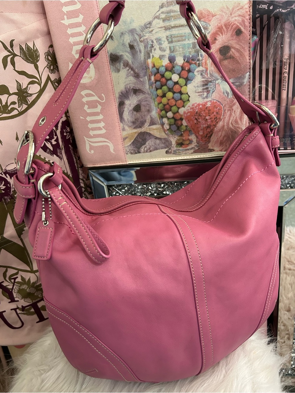 Y2K Vintage Coach SoHo Bubblegum Pink Leather Hobo Shoulder Bag Style 3651